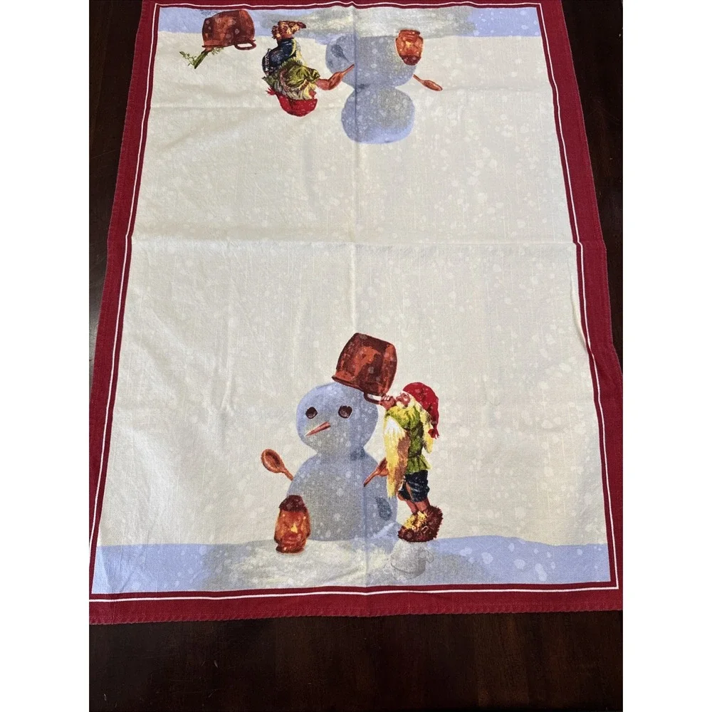 Williams Sonoma‎ Christmas Elf Kitchen Towel Tea Dishtowel Snowman Retire
